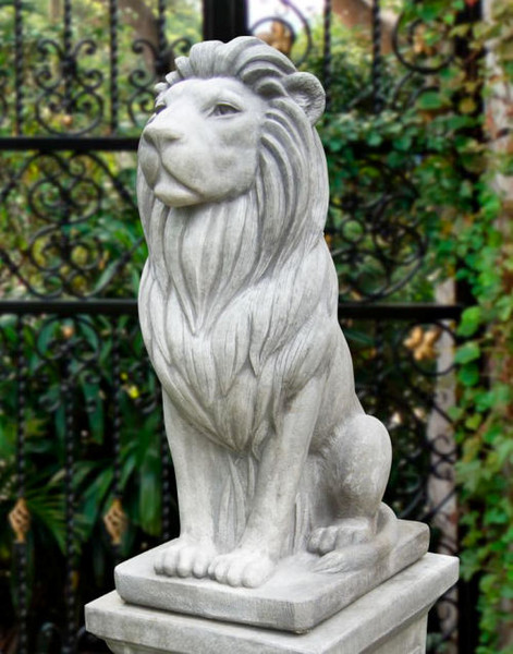 Noble Lion Stone Sculpture Regal Estate Drive Ways Decoration